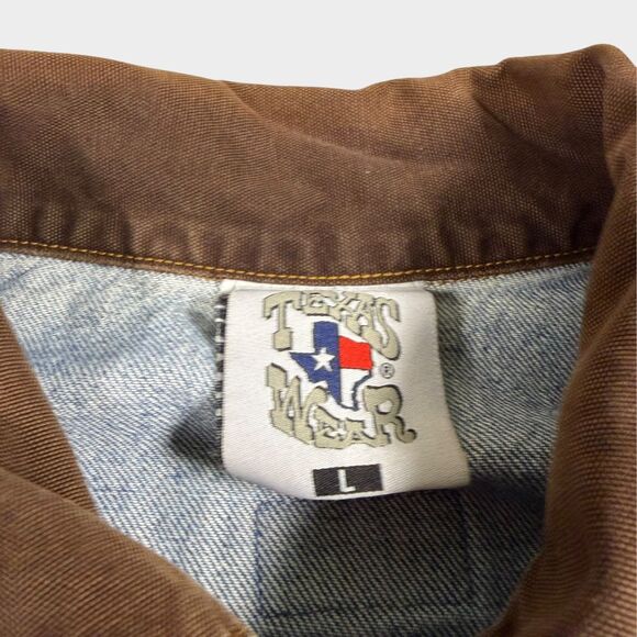 Vintage Texas Wear Denim Jacket Mens Large Corduroy Collar Western Trucker 90s - Picture 11 of 14